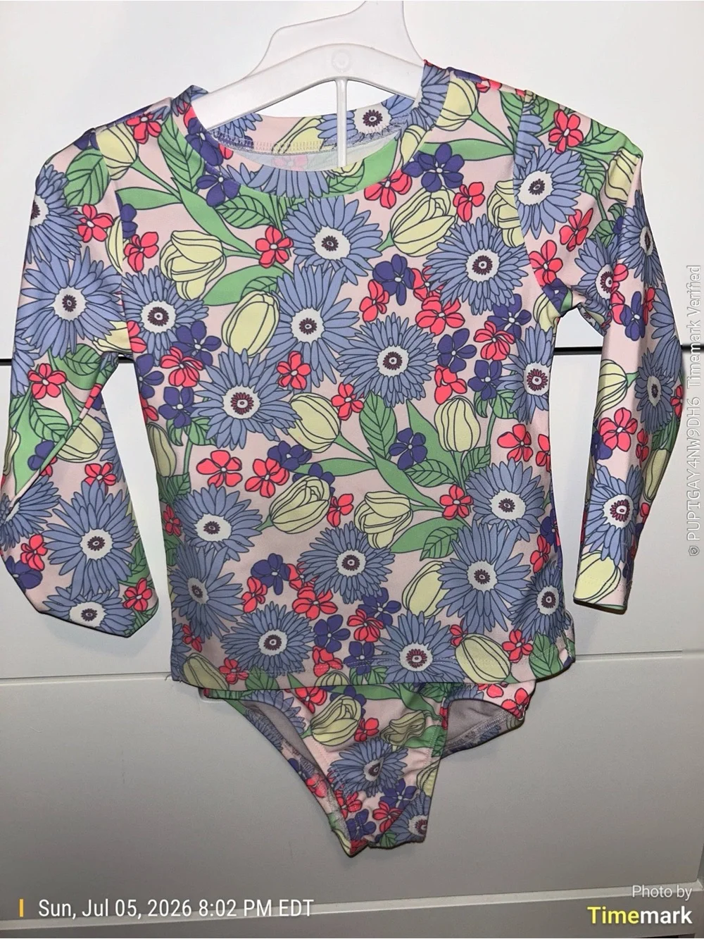 GAP Kids 2T Floral Long-Sleeve Rashguard - Blue, Pink & Green